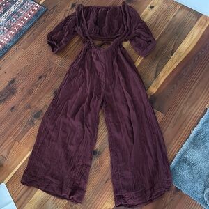 Cotton Beachwear Set in Wine